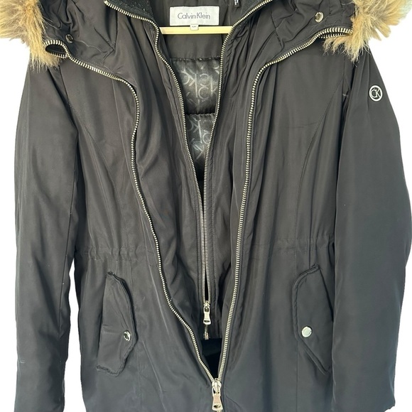 CALVIN KLEIN  WOMENS SMALL BLACK PUFFER PARKA JACKET HOODED DOUBLE ZIPPER SIZE S - Picture 10 of 16